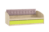 Кровать детская Акварель НМ 041.50 дуб сонома, лайм с мягкой спинкой Дабл лекко ява велюр серо-розовый