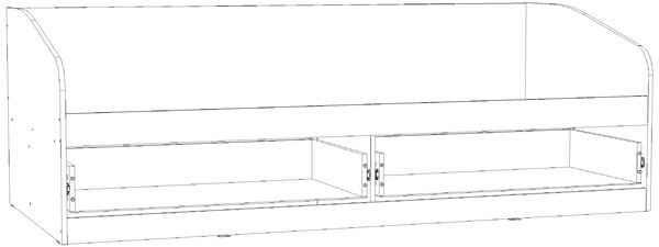 Кровать детская Акварель НМ 041.50 дуб сонома, лайм с мягкой спинкой Дабл велутто 16 велюр бежевый