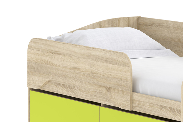 Кровать детская Акварель НМ 041.54 дуб сонома, лайм