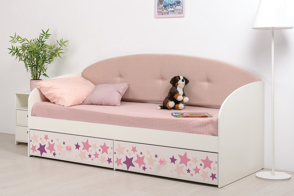 Кровать детская Блеск 11.35.02 белый PE шагрень, ультра роуз