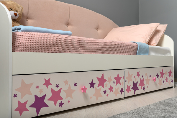 Кровать детская Блеск 11.35.02 белый PE шагрень, ультра роуз