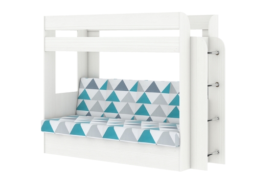 Кровать детская двухъярусная Карамель 75 бодега светлая (NILS MINT) бирюзовые треугольники