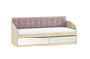 Кровать детская Оливия НМ 041.50-01 дуб сонома, белое дерево с мягкой спинкой Дабл лекко ява велюр серо-розовый