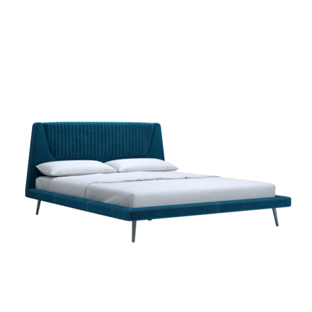 Кровать Дольче 160 искусственная замша Аврора Нэви с ортопедическим основанием