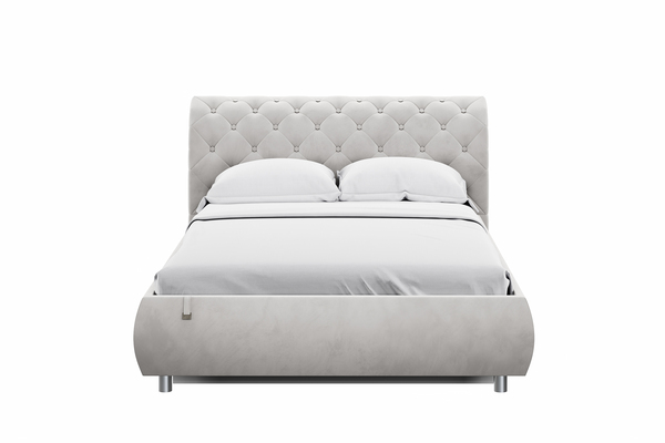 Кровать Эмили 1400 пуговицы велюр Ультра смог с ортопедическим основанием и подъемным механизмом