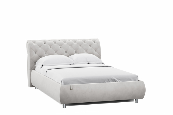 Кровать Эмили 1400 пуговицы велюр Ультра смог с ортопедическим основанием и подъемным механизмом