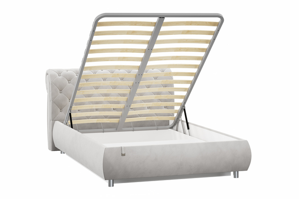 Кровать Эмили 1400 пуговицы велюр Ультра смог с ортопедическим основанием и подъемным механизмом