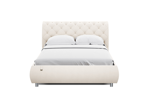 Кровать Эмили 1400 пуговицы велюр Вивальди 2 с ортопедическим основанием и подъемным механизмом