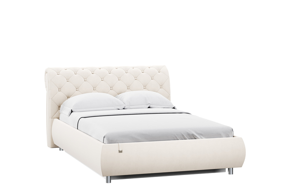 Кровать Эмили 1400 пуговицы велюр Вивальди 2 с ортопедическим основанием и подъемным механизмом