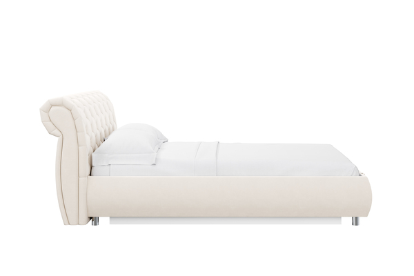 Кровать Эмили 1400 пуговицы велюр Вивальди 2 с ортопедическим основанием и подъемным механизмом