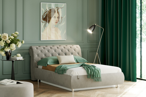 Кровать Эмили 1400 стразы велюр Ультра смог с ортопедическим основанием и подъемным механизмом