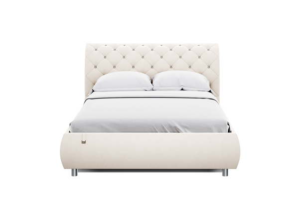 Кровать Эмили 1400 стразы велюр Вивальди 2 с ортопедическим основанием и подъемным механизмом