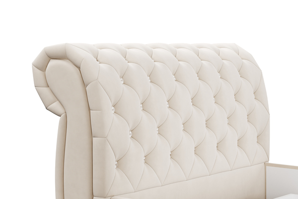 Кровать Эмили 1400 стразы велюр Вивальди 2 с ортопедическим основанием и подъемным механизмом