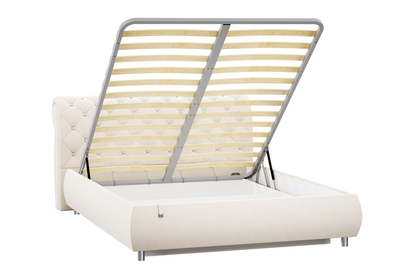 Кровать Эмили 1600 пуговицы велюр Вивальди 2 с ортопедическим основанием и подъемным механизмом