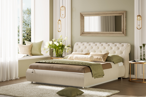 Кровать Эмили 1600 пуговицы велюр Вивальди 2 с ортопедическим основанием и подъемным механизмом