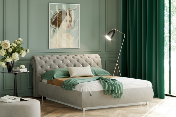 Кровать Эмили 1600 стразы велюр Ультра смог с ортопедическим основанием и подъемным механизмом