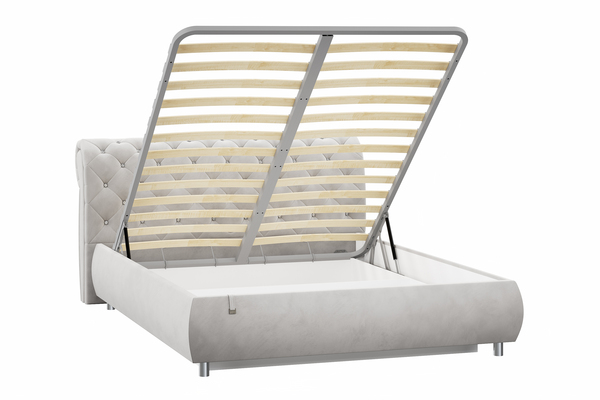 Кровать Эмили 1600 стразы велюр Ультра смог с ортопедическим основанием и подъемным механизмом