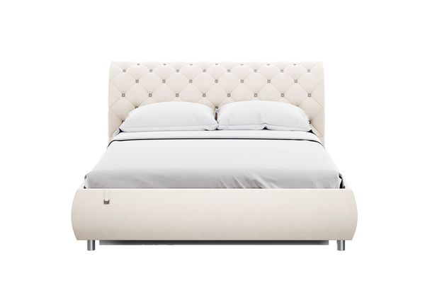 Кровать Эмили 1600 стразы велюр Вивальди 2 с ортопедическим основанием и подъемным механизмом