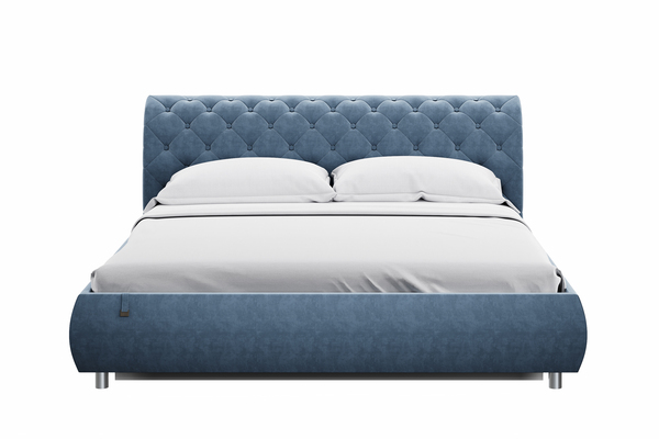 Кровать Эмили 1800 пуговицы велюр Оникс 17 с ортопедическим основанием и подъемным механизмом