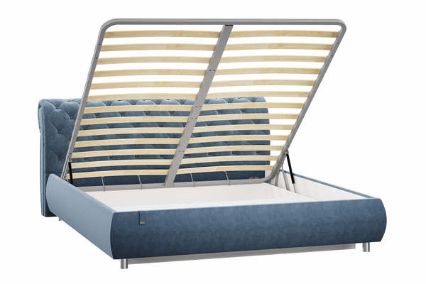 Кровать Эмили 1800 пуговицы велюр Оникс 17 с ортопедическим основанием и подъемным механизмом