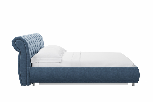 Кровать Эмили 1800 пуговицы велюр Оникс 17 с ортопедическим основанием и подъемным механизмом