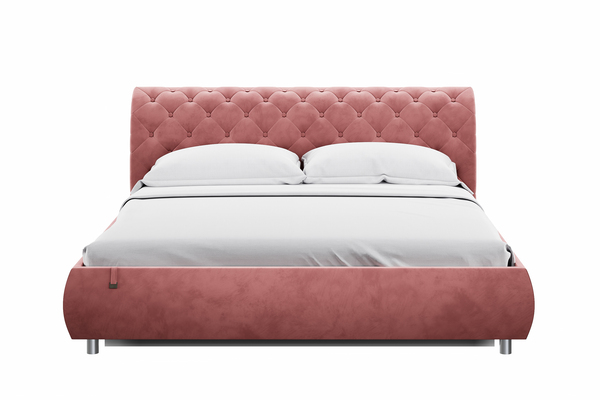 Кровать Эмили 1800 пуговицы велюр Ультра коралл с ортопедическим основанием и подъемным механизмом