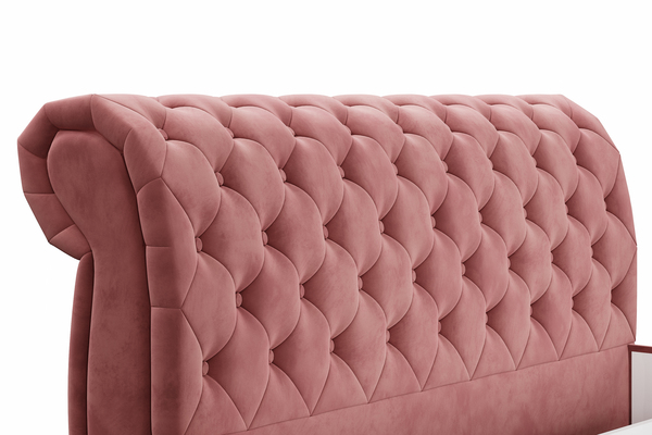 Кровать Эмили 1800 пуговицы велюр Ультра коралл с ортопедическим основанием и подъемным механизмом