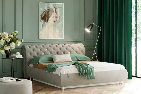 Кровать Эмили 1800 стразы велюр Ультра смог с ортопедическим основанием и подъемным механизмом