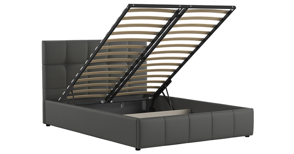 Кровать Хлоя 140 экокожа серый с ортопедическим основанием и подъемным механизмом