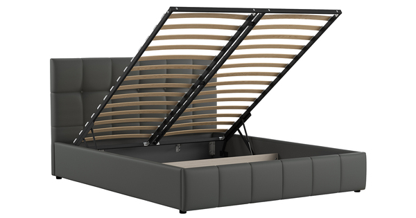 Кровать Хлоя 160 экокожа серый с ортопедическим основанием и подъемным механизмом