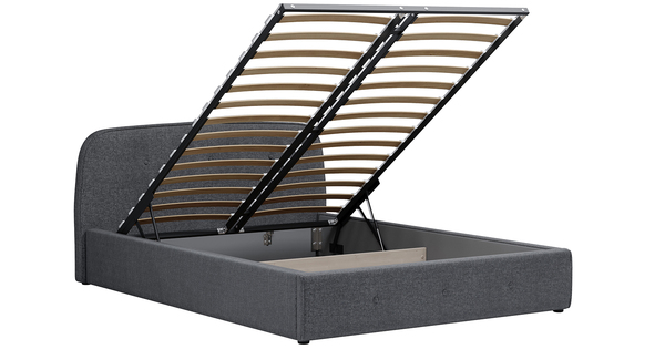 Кровать Илона 140 рогожка серый с ортопедическим основанием и подъемным механизмом