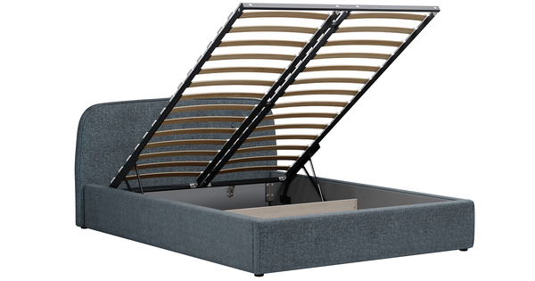 Кровать Илона 140 рогожка серо-бирюзовый с ортопедическим основанием подъемным механизмом