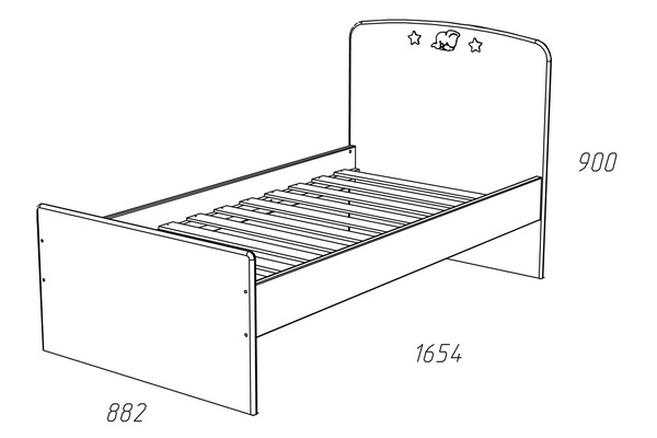 Кровать Лилу (Птички, Белый/Голубой (эмаль), Фанерам, п/м) HM 041.07