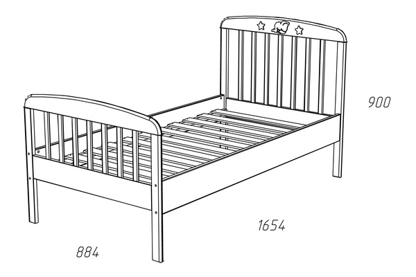 Кровать Лилу (Слоники, Белый/Серый (эмаль), Фанерам, п/м) HM 041.06