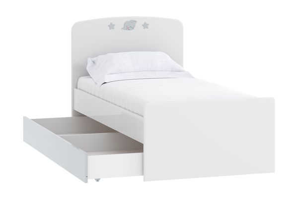 Кровать Лилу (Слоники, Белый/Серый (эмаль), Фанерам, п/м) HM 041.07