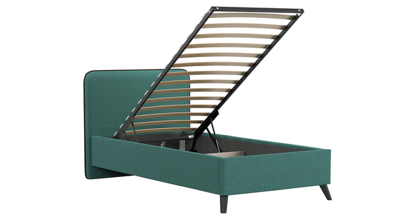 Кровать Миа 90 жаккард изумрудный с ортопедическим основанием и подъемным механизмом