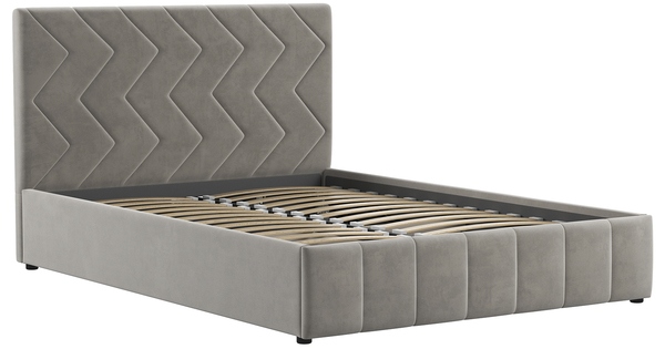 Кровать Милана 140 велюр светлый кварцевый серый с ортопедическим основанием и подъемным механизмом