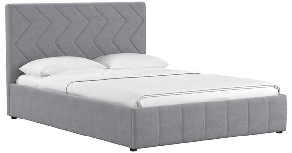 Кровать Милана 140 велюр пепельный серый с ортопедическим основанием и подъемным механизмом