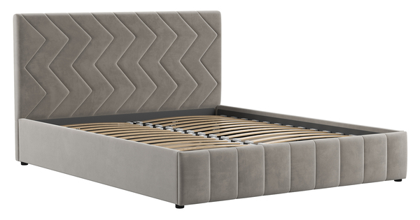 Кровать Милана 160 велюр светлый кварцевый серый с ортопедическим основанием и подъемным механизмом