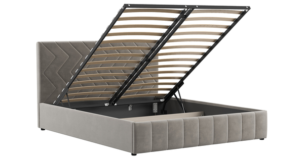 Кровать Милана 160 велюр светлый кварцевый серый с ортопедическим основанием и подъемным механизмом