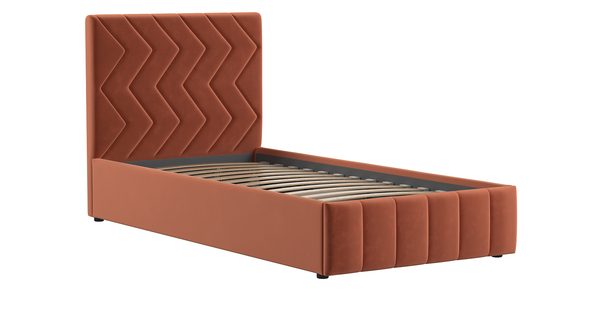 Кровать Милана 90 велюр кирпичный с ортопедическим основанием и подъемным механизмом
