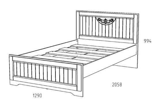 Кровать Оливия 120 с щитовым основанием НМ 040.34-02 Х + ящик для белья (4 шт.) НМ 040.39-02 Х