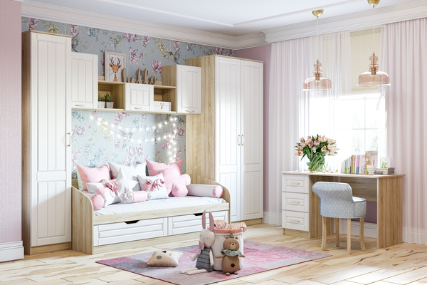 Кровать Оливия НМ 008.63-01 Х дуб сонома, белое дерево