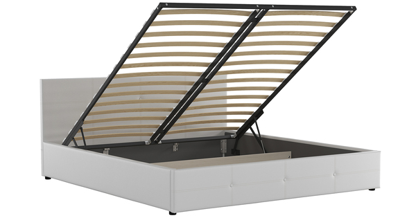 Кровать Синди 180 экокожа белый с ортопедическим основанием и подъемным механизмом