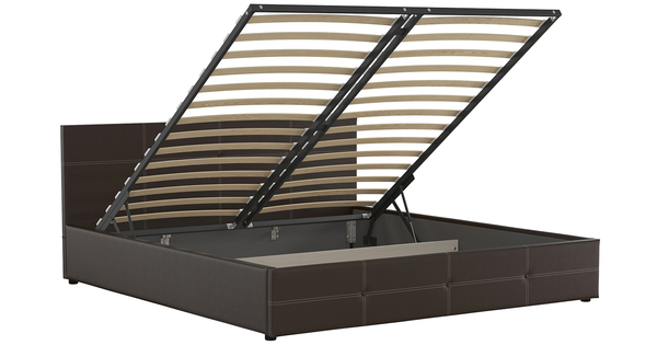 Кровать Синди 180 экокожа шоколад с ортопедическим основанием и подъемным механизмом