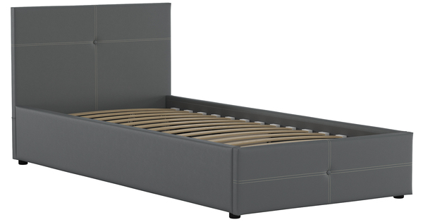 Кровать Синди 90 экокожа серый с ортопедическим основанием и подъемным механизмом