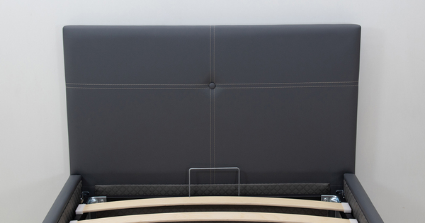 Кровать Синди 90 экокожа серый с ортопедическим основанием и подъемным механизмом