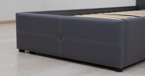 Кровать Синди 90 экокожа серый с ортопедическим основанием и подъемным механизмом