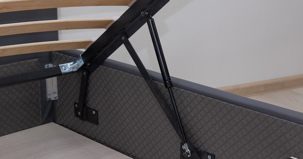 Кровать Синди 90 экокожа серый с ортопедическим основанием и подъемным механизмом