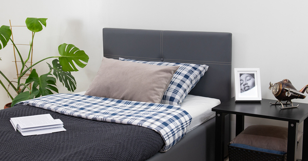 Кровать Синди 90 экокожа серый с ортопедическим основанием и подъемным механизмом